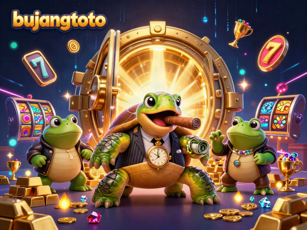 Engage with the exciting world of bujangtoto through a vibrant, artistic casino scene.