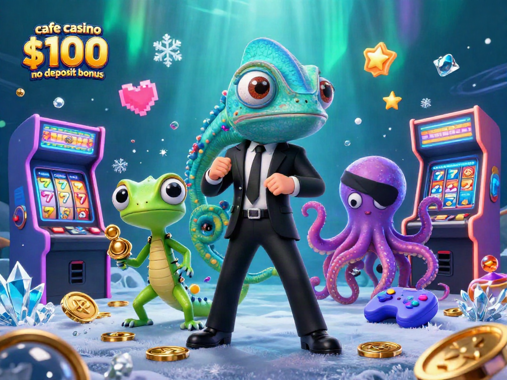 Play with the cafe casino $100 no deposit bonus among colorful 3D arcade games and vibrant characters.