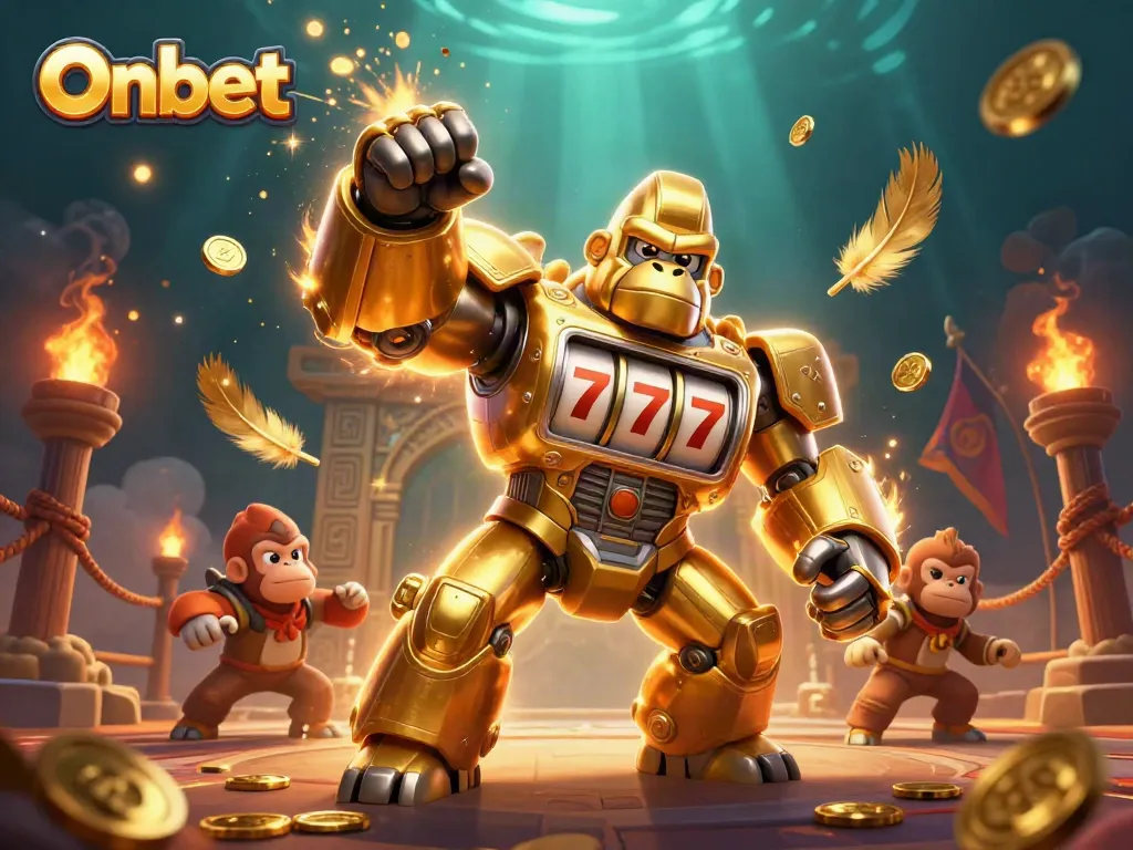 Experience the thrill of Onbet with a vibrant 3D casino scene showcasing excitement and energy.