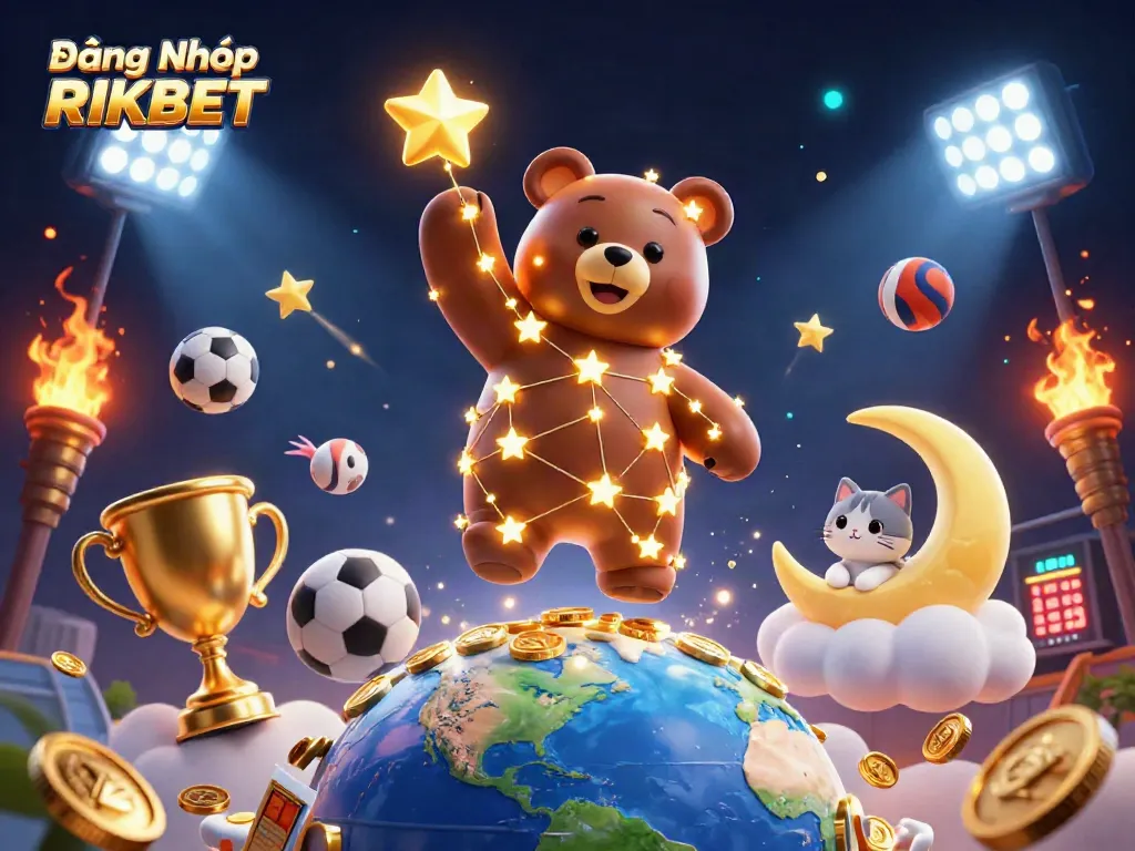 Engage in the excitement of Đăng Nhập RIKBET with a vibrant 3D casino scene.