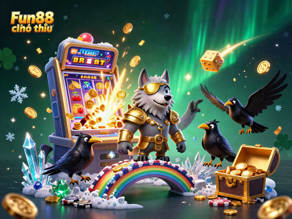 Experience thrilling wins with Fun88 chính thức in this vibrant 3D casino scene filled with action.