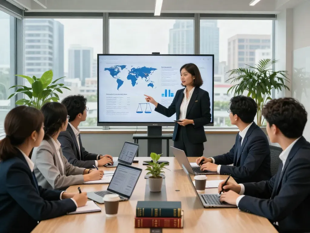 Lead Roedl team collaborating in a modern office environment for strategic legal advisory solutions.