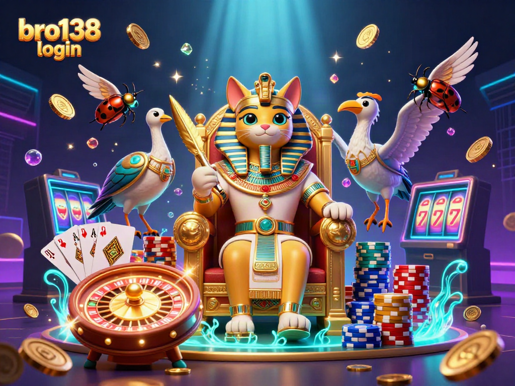 Spin the reels with bro138 login and experience thrilling casino action in a vibrant 3D illustration.