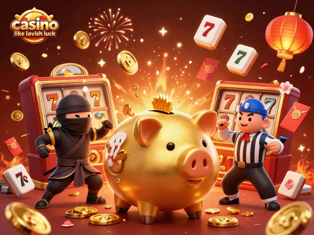 Spin and win at casino like lavish luck with vibrant slots and golden characters!