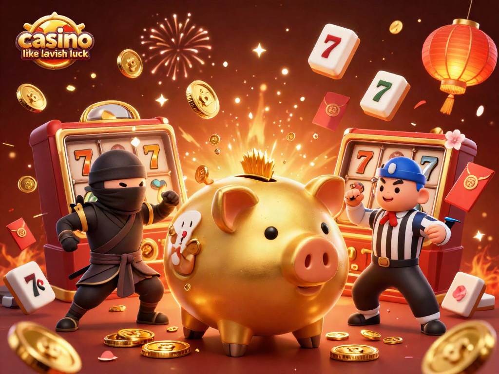 Spin and win at casino like lavish luck with vibrant slots and golden characters!