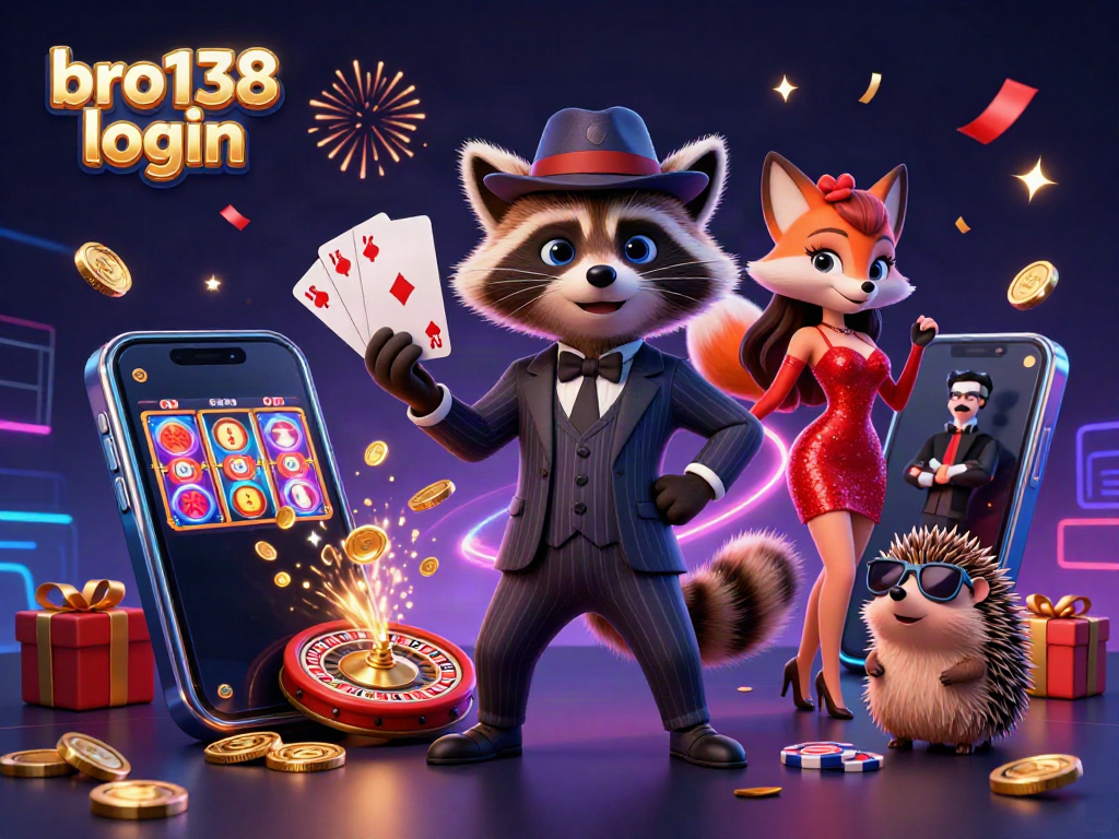 Join the excitement of bro138 login with vibrant characters and casino games all around!