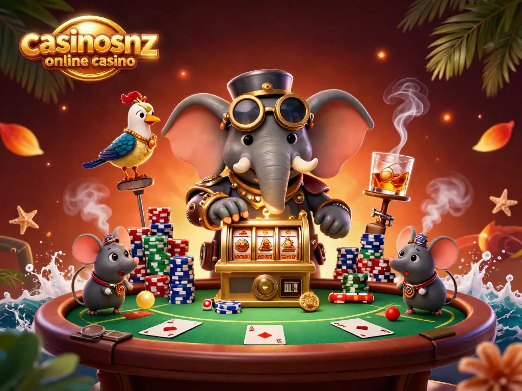 Join the fun at casinosnz online casino with a vibrant steampunk-inspired gaming scene.
