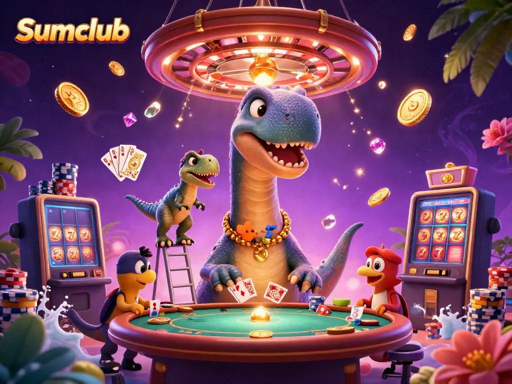 Experience thrilling gameplay with Sumclub in this vibrant 3D casino scene.