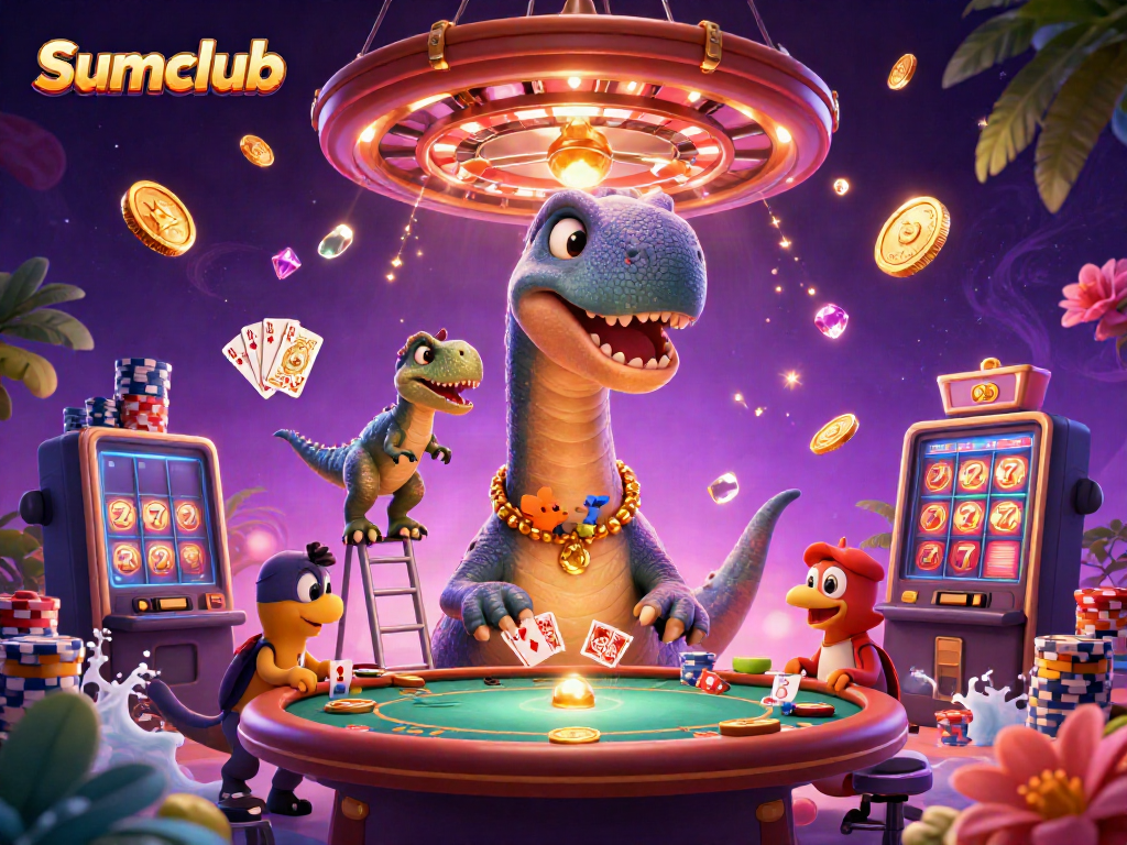 Experience thrilling gameplay with Sumclub in this vibrant 3D casino scene.
