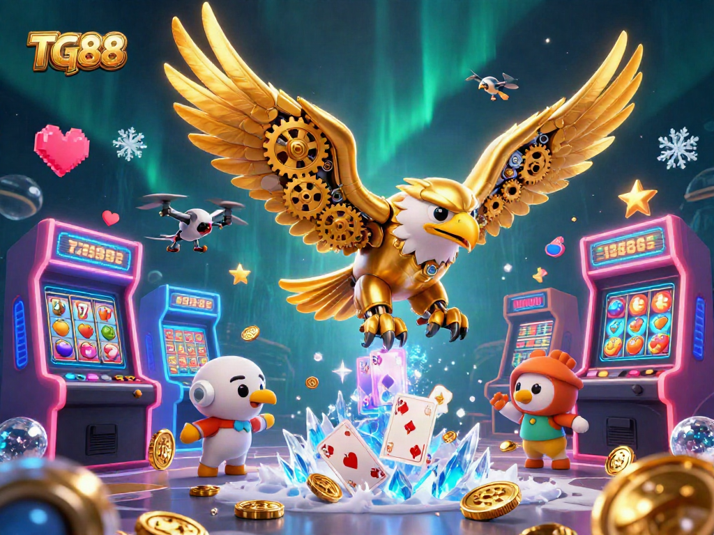 Win big with TG88's immersive casino experience featuring golden eagle and dynamic game elements.