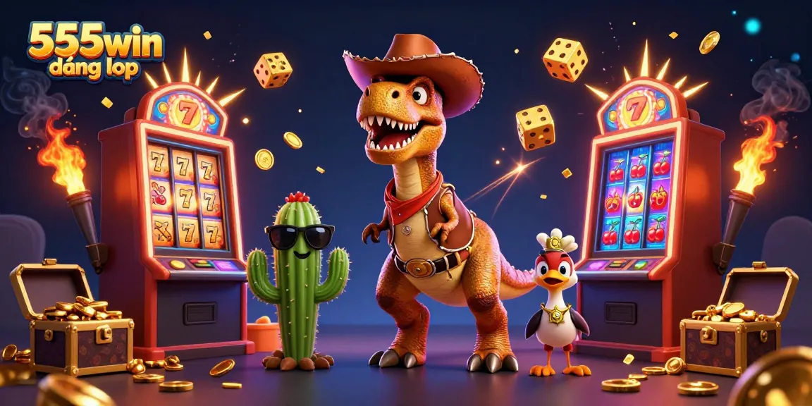Experience thrilling gameplay with 555win đăng nhập, featuring colorful casino scenes and vibrant characters.