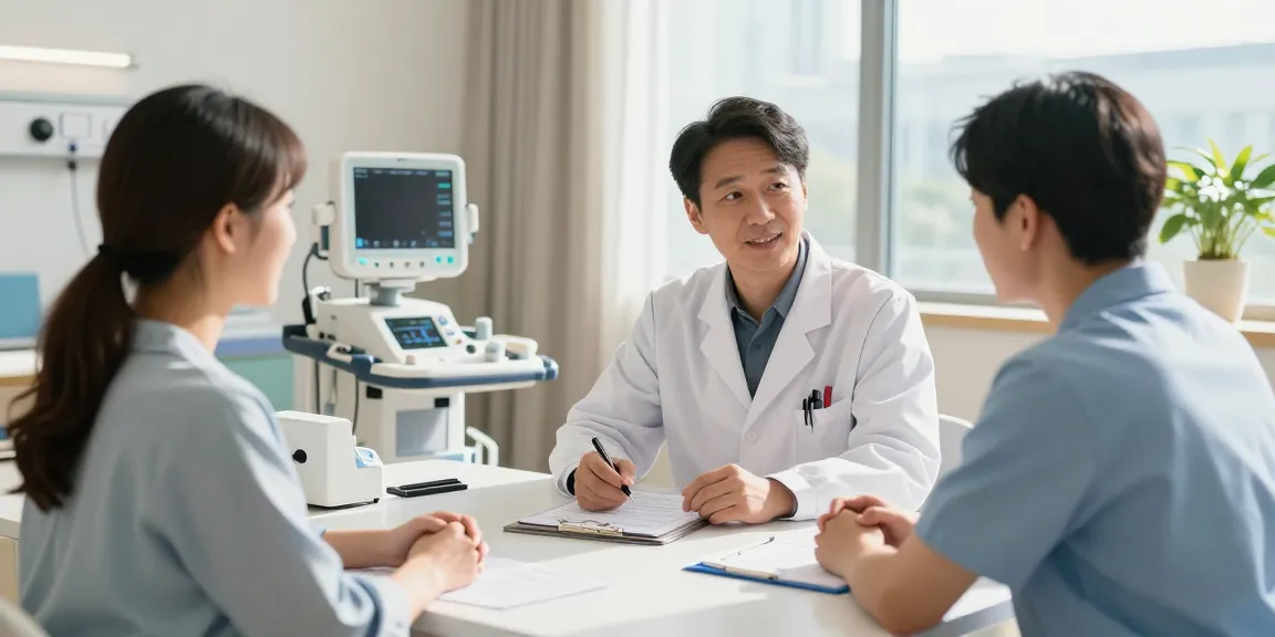 Heart failure treatment consultation with a cardiologist in a warm hospital setting.
