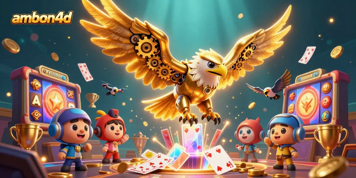 Engage in thrilling gameplay with ambon4d's dynamic slots and jackpot elements illustrated alongside cybernetic characters.