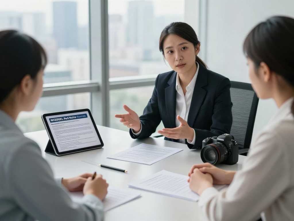 Attorney provides counsel on INTERPOL Red Notice Removal in a professional office setting.