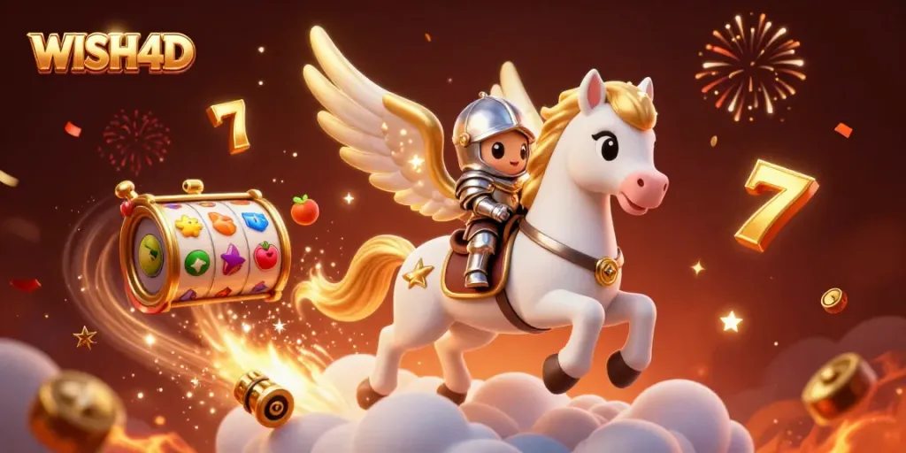 Engage in thrilling slot adventures with WISH4D, featuring vibrant reels and golden lucky symbols.