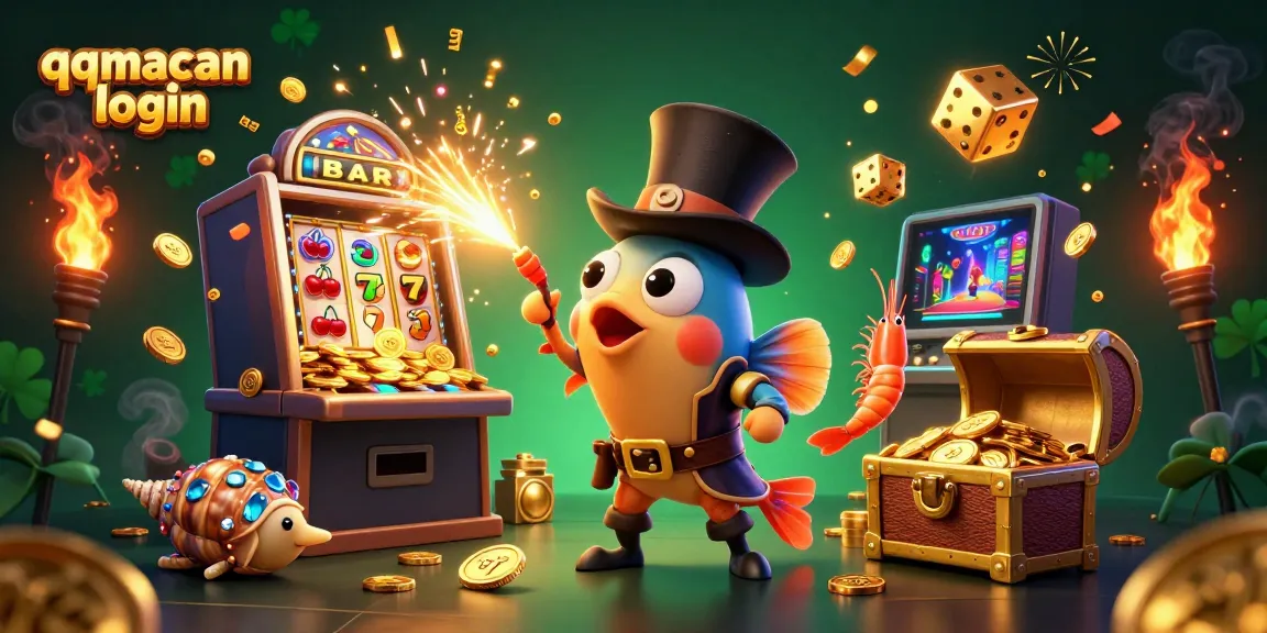 Experience the thrill of qqmacan login with a vibrant 3D casino scene featuring dynamic characters and rich game elements.