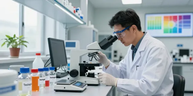 Testagen for sale displayed in a laboratory setting with research vials.