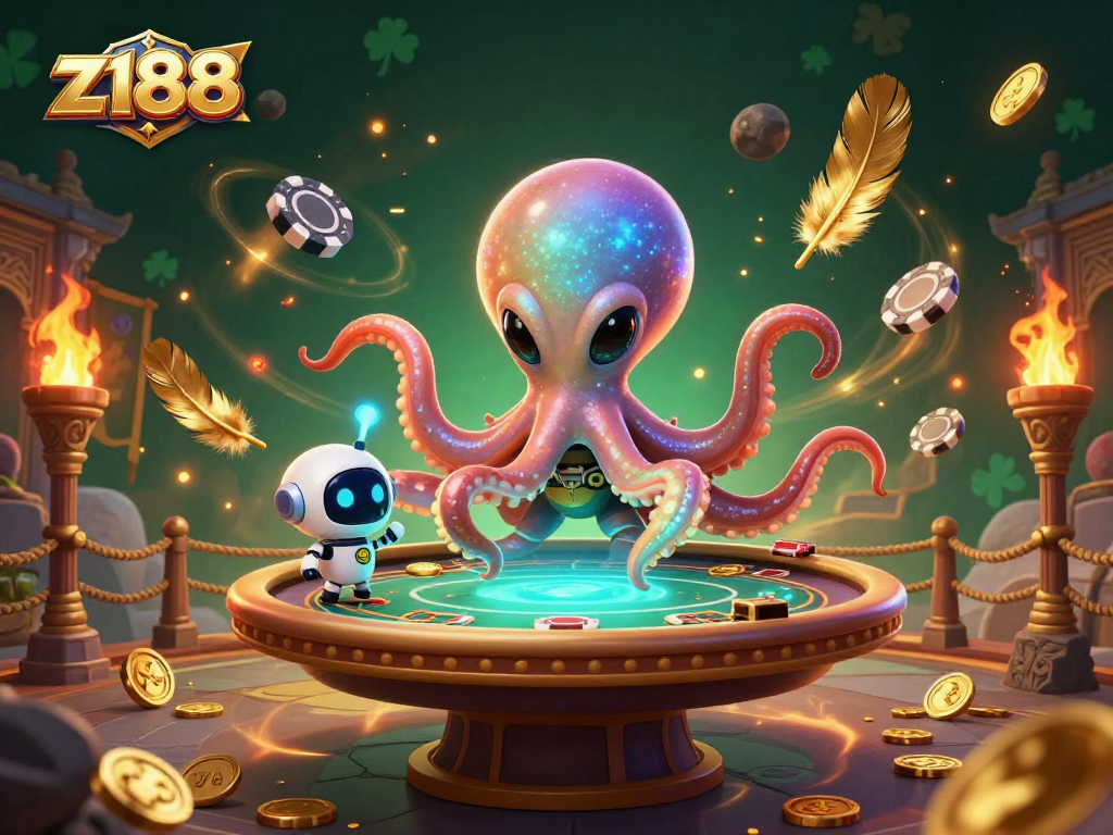 Experience thrilling gaming at z188 with our alien octopus dealer and exciting poker scene.