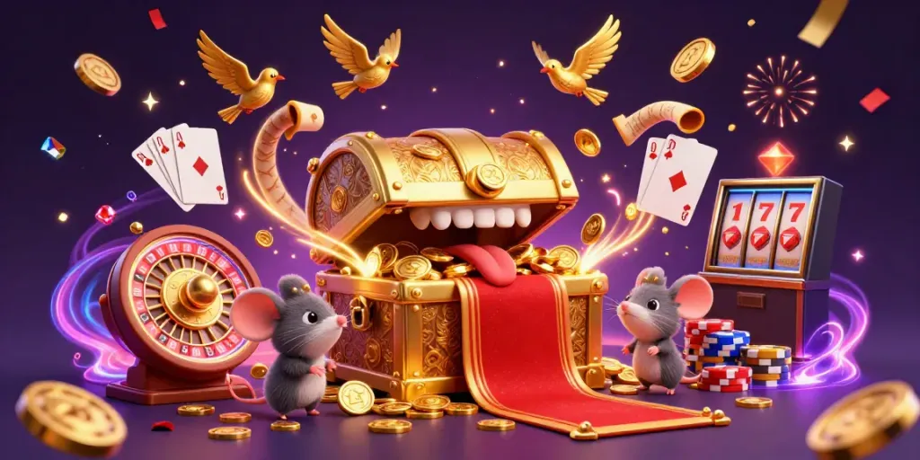 Engage in Đăng Ký Hitclub with vibrant 3D illustration featuring a treasure chest and casino elements.