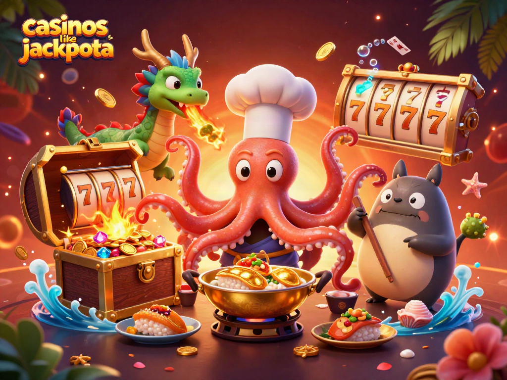 Play popular slots like casinos like jackpota featuring colorful coins, vibrant dragons, and fun characters.