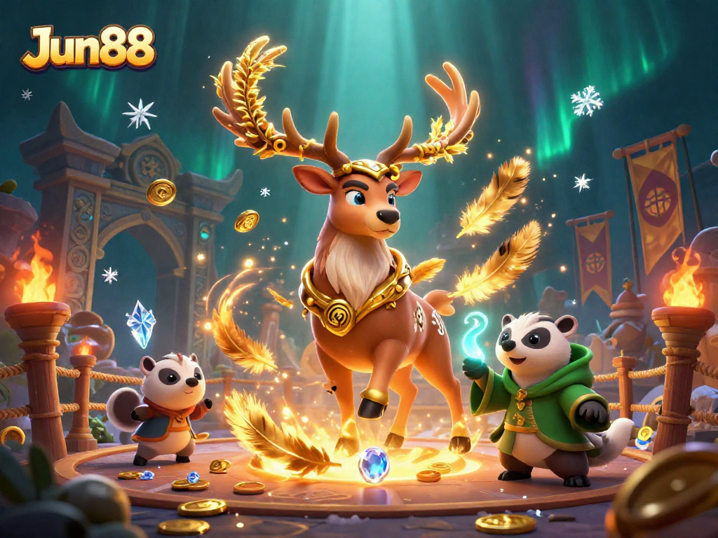 Experience thrilling gameplay with Jun88 in a vibrant, interactive casino scene filled with excitement.