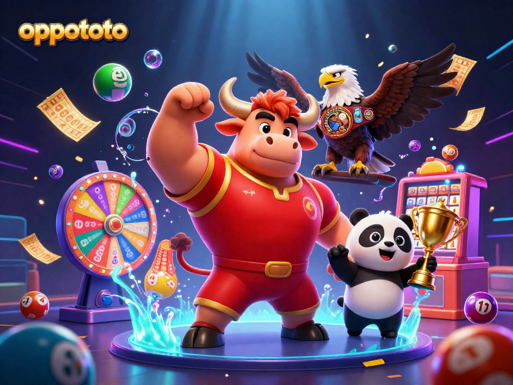 Engage with oppatoto lottery excitement featuring vibrant balls and cheering characters in action