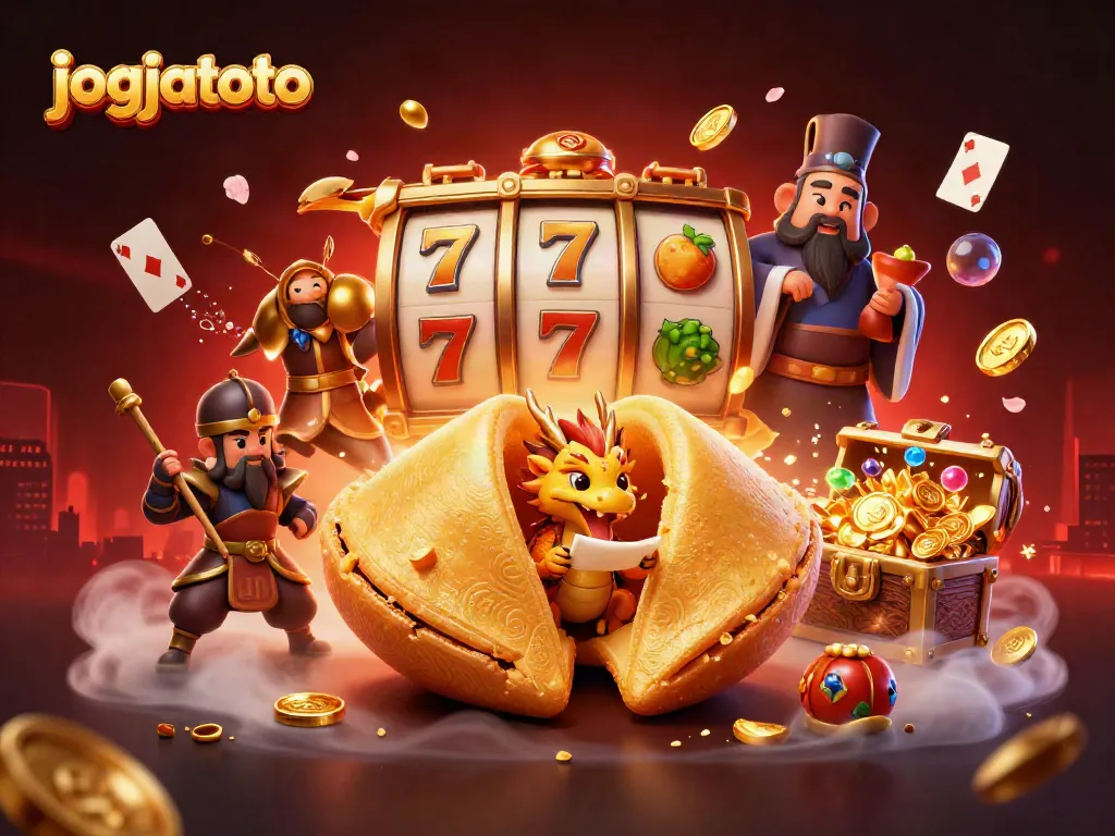 Experience the thrill of jogjatoto with a vibrant depiction of luck and fortune in a 3D scene.