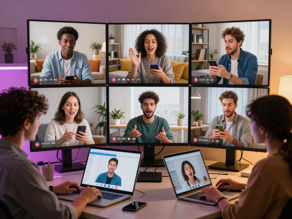 Vibrant scene of people engaging in nsfw chat on modern digital platforms, showcasing lively discussions.